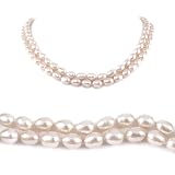 Double Strand 17-18 Inches 6-7mm White Oval Shape Freshwater Cultured Pearl Necklace