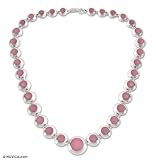 Rose quartz necklace, 'Pink Maxim' 0.5 W 17.3 L