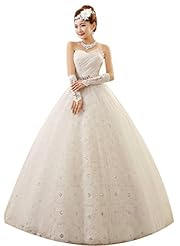 Strapless Floor Length Lace Belted Beaded Organza/Satin Bandage Dress 