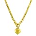 18 Karat Yellow Gold over Silver Puffed Heart Charm Rolo Necklace (18 Inch)