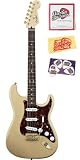 Fender Deluxe Players Strat Bundle with Strings, Pick Card, and Polishing Cloth - Rosewood Fretboard, Honey Blonde