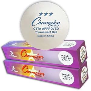 Champion Sports 3 Star White Table Tennis Balls One Dozen Ping Pong Balls [2 boxes of 6 balls each]