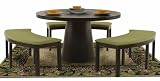 Diamond Sofa 53 Inch Round Dining Table with Three Curved Benches by Diamond Sofa, Dark Walnut