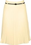 FV3543 Knee Length Pleated A-Line Skirt with Skinny Belt - Vanilla / XL