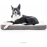 BRINDLE Soft Memory Foam Dog Bed with Removable Washable Cover - 34in x 22in - Khaki