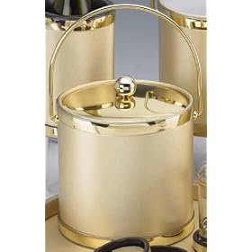 Kraftware 44668 Gleam - Gold 3 Quart Ice Bucket with Bale Handle, Bands and Metal Cover by Kraftware