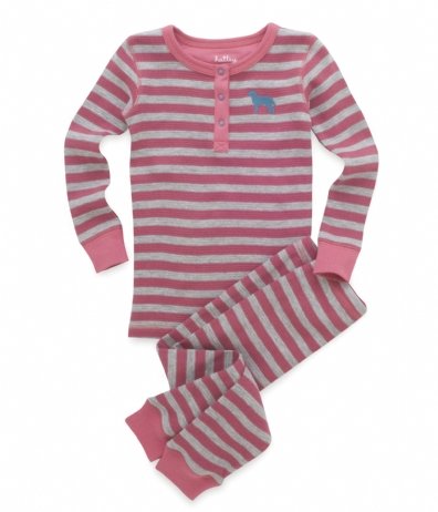 Hatley Girls 2-6x Pink Labs Thermal Pajama Set, Multi-Colored, 4T