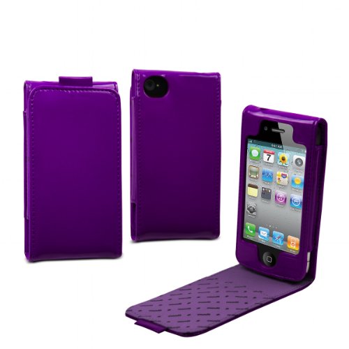muvit Luxe Glossy Ledertasche f&uuml;r iPhone 4G lila Preisvergleich