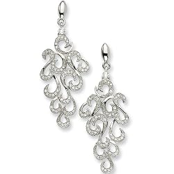 Sterling Silver Fancy Cubic Zirconia Post Dangle Earrings by Cheryl M