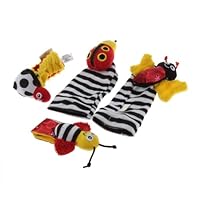YKS Baby Toys Wrist Rattles Foot Socks Rattles Hands Feet Finders Set of 4