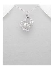 Heart CZ Pendant Necklace In 92.5 Sterling Silver