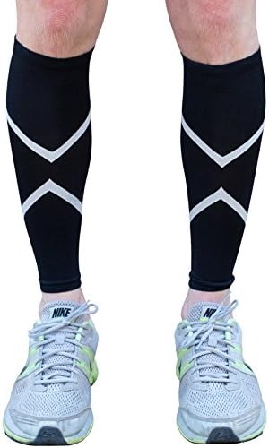 Reflective Calf Compression Sleeve (1 Pair) - Shin Splint Guards for Men &amp; Women - Boost Circulation and Recover Faster - Includes 2 Leg Compression Sleeves - Prevent Shin Splints, Large-XL