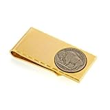 14k Gold Plate Money clip with Buffalo Nickel coin with presentation box. Made in the USA