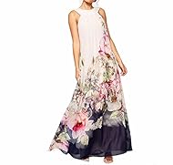 Sleeveless Chiffon Floral Print Cocktail Evening Dress/Prom Dress/Wedding Party Dress/Maxi Dress 