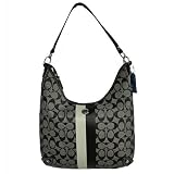 AUTHENTIC COACH HERITAGE STRIPE CONVERTIBLE HOBO SHOULDER BAG 14476 Black/White