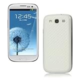 xubix Leder Akkudeckel für Samsung i9300 Galaxy S3 - mit weissem Rand / Weiß Leder