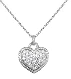 Sterling Silver Cubic Zirconia Pave Heart Drop Pendant by Crislu, 16-18