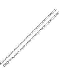 14K Solid White Gold Figaro Chain Necklace 2.5mm (3/32 in.) - 18 in.