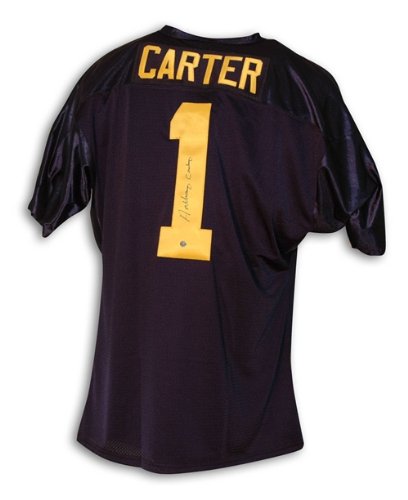 Anthony Carter Autographed/Hand Signed Michigan University Blue Throwback Jersey