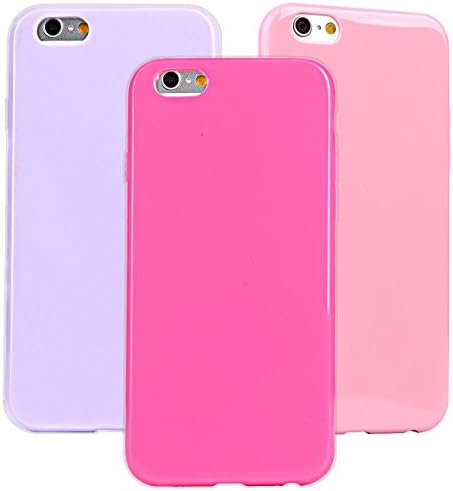 iPhone 6 Case,iPhone 6 TPU Jelly Case,17 Vibrant Colors, Glossy Surface and Scratch Resistant,not Waterproof,3Pcs Multicolor(DeepPink / Lavender / Pink)