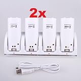 Neewer 2x Wii Remote 4 Port Charging Dock Station+4x Battery Pack