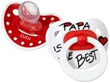 Fashy 95.1401/01 - Papa is the Best Silikon-Schnuller, ab dem 1. Tag, 2-er Packung
