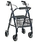 KPP 4 Wheel Rollator Deluxe,Lightwgt,Padded Seat, Blue