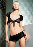 3Pc Sequined Fabric Tie Top, Skirt And G-String Set by Leg avenue