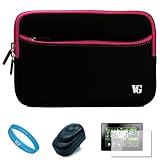 Magenta Pink Neoprene Protective Sleeve Carrying Case Cover for Blackberry Playbook 7-inch Tablet Compatible with all Models (16GB, 32GB, 64GB) + Anti Glare Clear Screen Protector + Black USB Travel Wall Charger + SumacLife TM Wisdom Courage Wristband