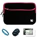 Magenta Pink Neoprene Protective Sleeve Carrying Case Cover for Blackberry Playbook 7-inch Tablet Compatible with all Models (16GB, 32GB, 64GB) + Anti Glare Clear Screen Protector + Black USB Travel Wall Charger + SumacLife TM Wisdom Courage Wristband
