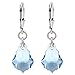 Blue Baroque Shape Austrian Crystals Handmade 925 Sterling Silver Leverback Drop Earrings for Women