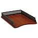 Rolodex 22711 Distinctions self-stacking letter size desk tray, rich cherry wood color/black metal