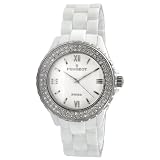 Peugeot Swiss White Genuine Ceramic Watch with Swarovski Stone Bezel and a White Dial. PS4830WT by Peugeot