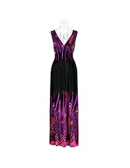 V-neck General Print Shirred Summer Halter Maxi Dress 
