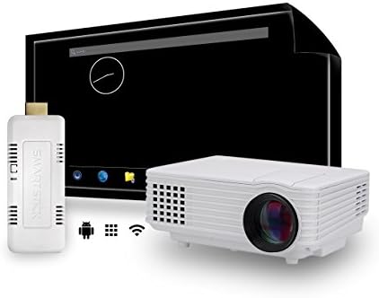 LED Projector Mini Portable Multimedia Full HD Home Theater Movie Cinema COMPLETE PACKAGE with Wi-Fi SmartStick Custom Android PC Mini Computer (Custom Projection Screen Options)