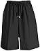 Coral Bay Womens Solid Everyday Twill Drawstring Shorts Large Black