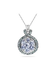 Tanzanite and Blue Diamond Royal Pendant 10k White Gold