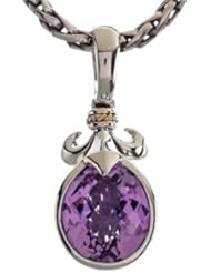 Balissima By Effy Collection Sterling Silver and 18k Yellow Gold Fleur de Lis Amethyst Pendant Necklace