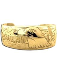 14K Yellow Gold Western Range Council Ground Bracelet. Made in USA.