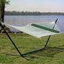 Special Offer with Pillow! Deluxe Cotton Rope Hammock and Forest Green Pillow Combo by Captain's Line