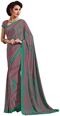 Vipul Indian, Pakistani &amp; Bollywood Designer Crepe Grey Green Printed Saree