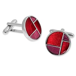 Men's Corded Window Cuff Link by Enrico Pardini - Silver Rhodium