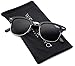 Retro Classic Metal Half Frame Horn Rimmed Sunglasses (Thin Black Frame / Gold Rimmed, 50)
