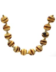 Gold Plated Sterling Silver Animal Print Murano Glass Necklace, 20"