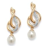 Pearl/Diamond Accent Drop Earrings