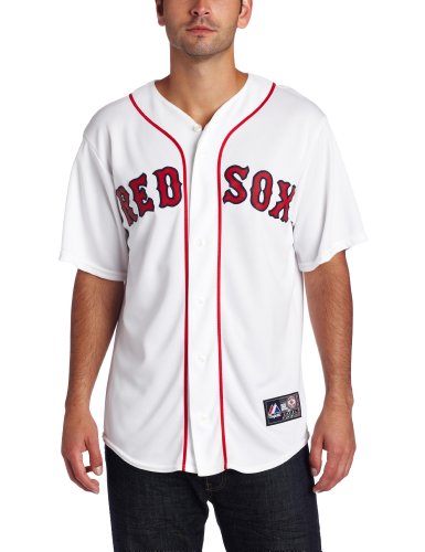 MLB Men's Boston Red Sox Kevin Youkilis White Home Short Sleeve 6 Button Synthetic Replica Baseball Jersey Spring 2012  (White, Medium)