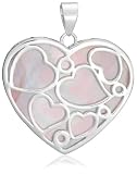 Image of Silver Large Filigree Mother of Pearl Heart Pendant