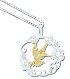 Solid Sterling Silver Two-Tone Hummingbird Necklace