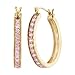 10k Yellow Gold Lab Created Pink Sapphire Hoop Earrings