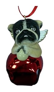 #!Cheap Cute Christmas Holiday Bulldog Bull Dog Red Ornament Bell Figurine